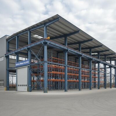 Painted Steel Structure Warehouse Featuring Hot Rolled Steel Forming and Tie Beam Styles Round Pipe or Square Tube for Industrial Storage