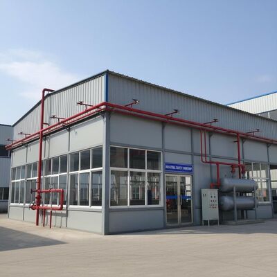 Fireproof steel workshop including optional fire protection system designed to meet rigorous industrial safety standards