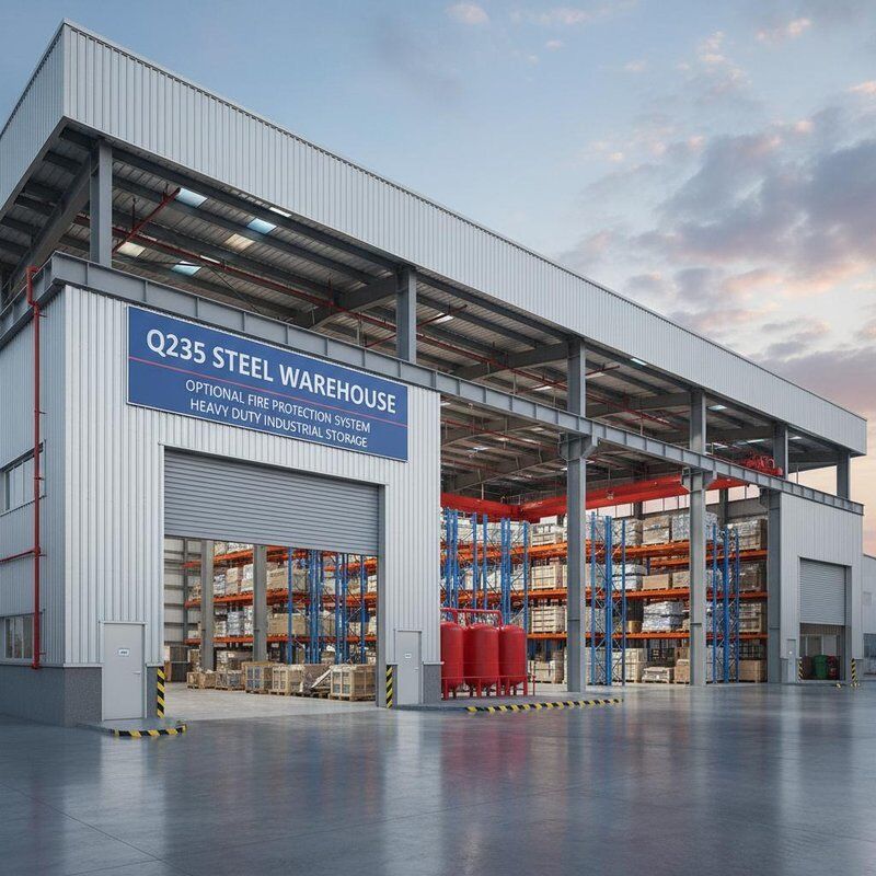 Q235 Steel Warehouse Incorporating Optional Fire Protection System Ideal for Heavy Duty Industrial Storage Requirements